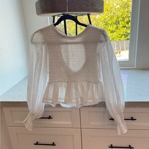 Faithfull the Brand Linen White Smocked Women's Top